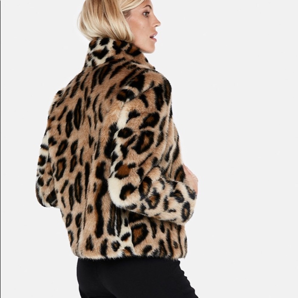 Express leopard faux fur Moto jacket